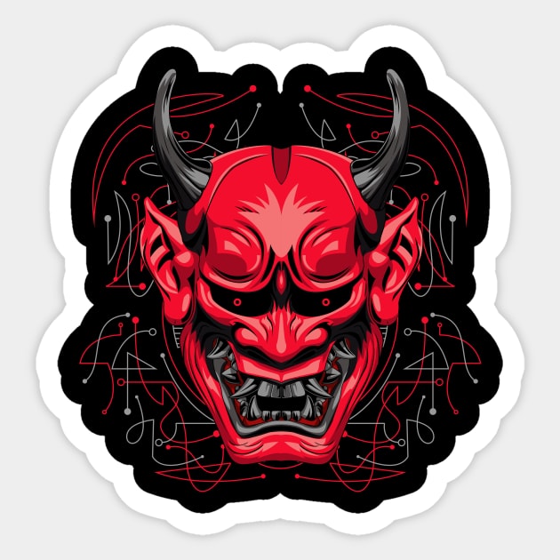 yokai oni mask Sticker by SHINIGAMII